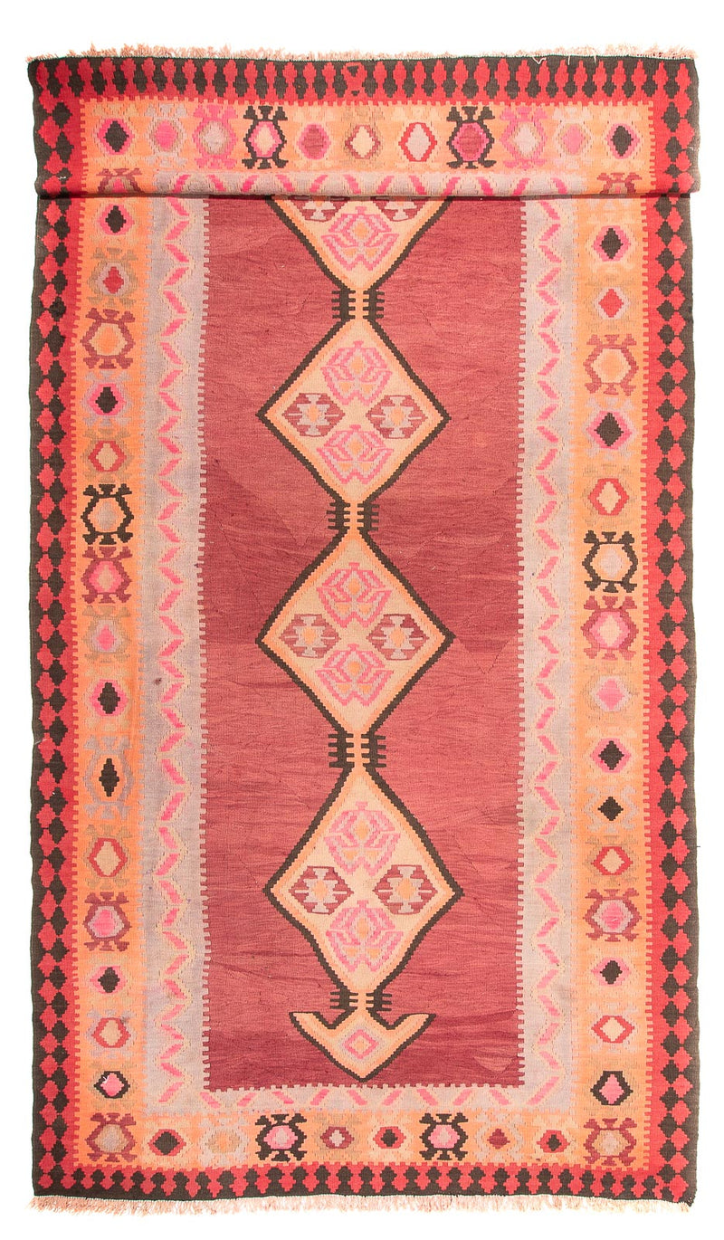 Runner Kelim Rug - Old - 435 x 200 cm - light red