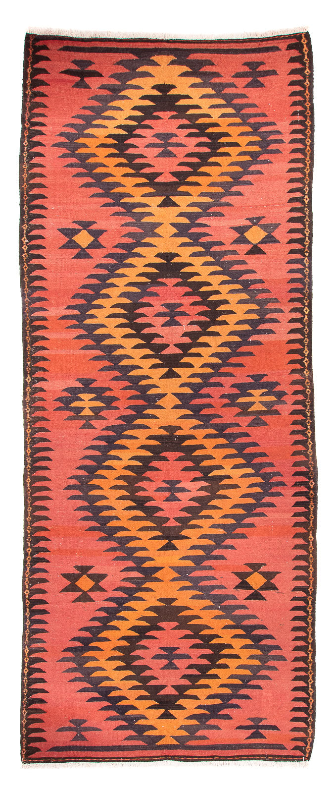Runner Kelim Rug - Old - 400 x 140 cm - light red