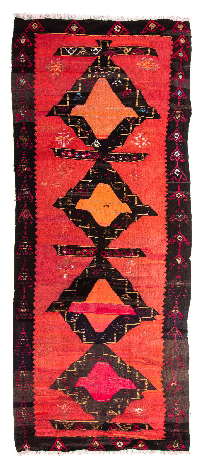 Runner Kelim Rug - Old - 365 x 150 cm - multicolored