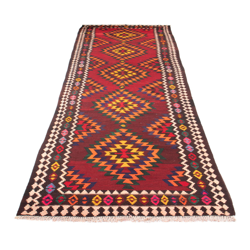 Runner Kelim Rug - Old - 440 x 124 cm - dark red