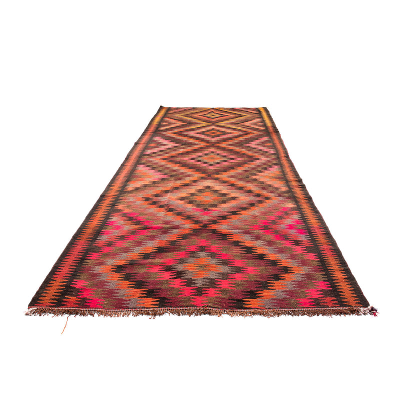 Runner Kelim Rug - Old - 380 x 150 cm - multicolored
