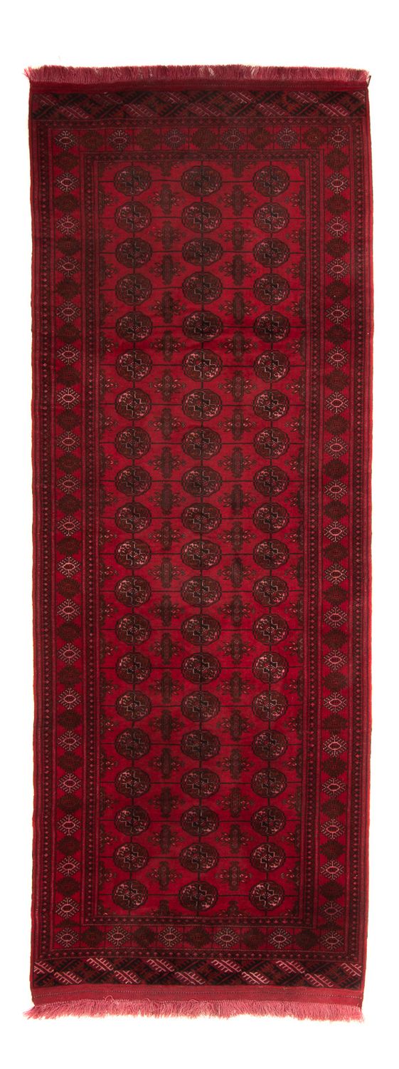 Runner Afghan Rug - Bukhara - 280 x 106 cm - dark red