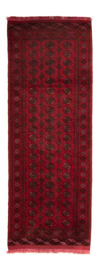 Runner Afghan Rug - Bukhara - 280 x 106 cm - dark red