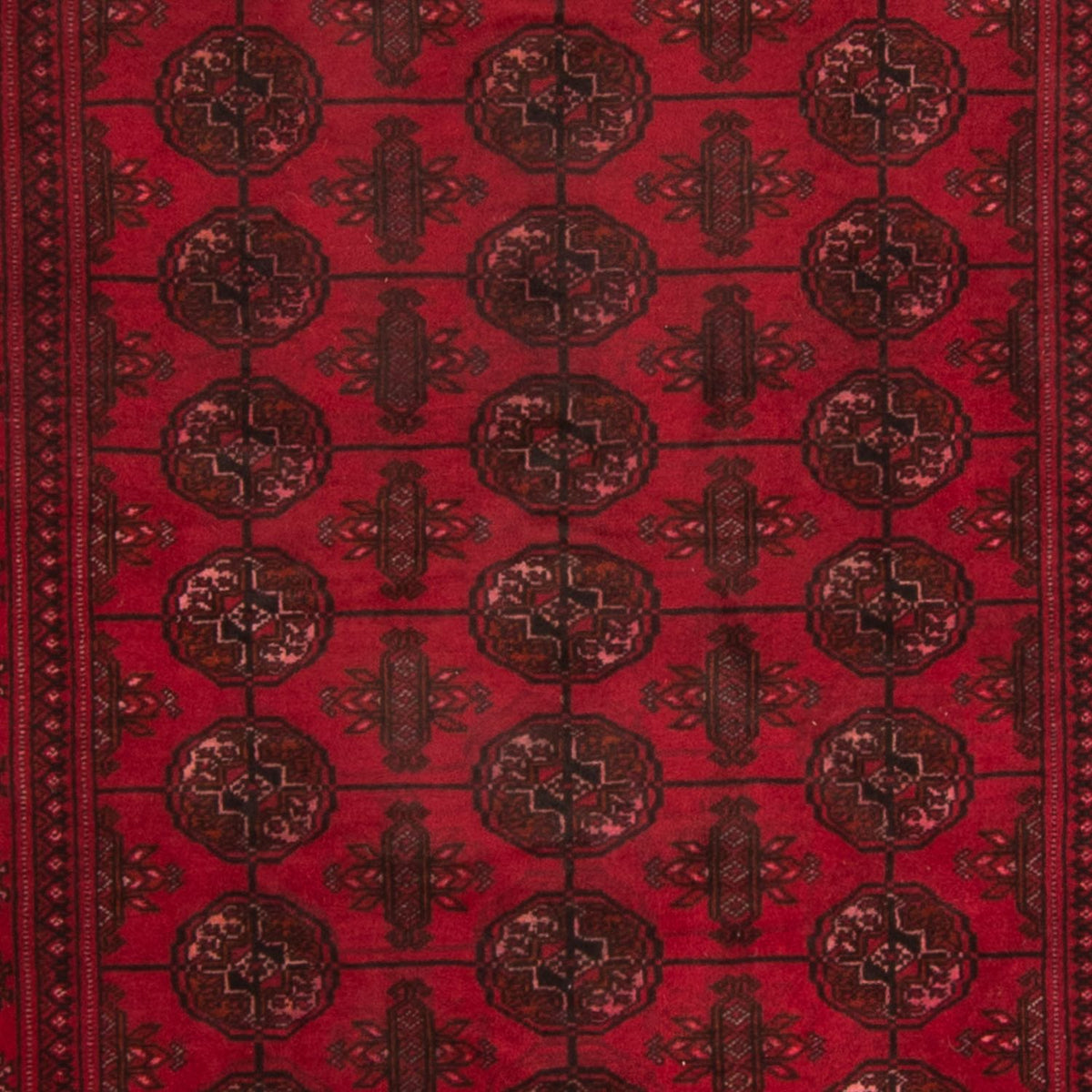 Runner Afghan Rug - Bukhara - 280 x 106 cm - dark red