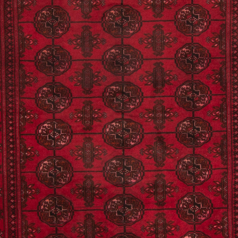 Runner Afghan Rug - Bukhara - 280 x 106 cm - dark red