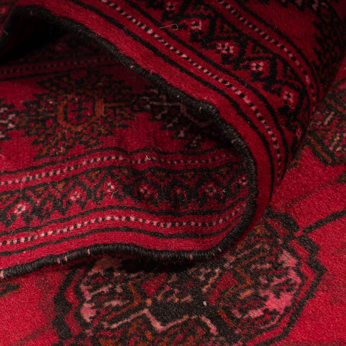 Runner Afghan Rug - Bukhara - 280 x 106 cm - dark red