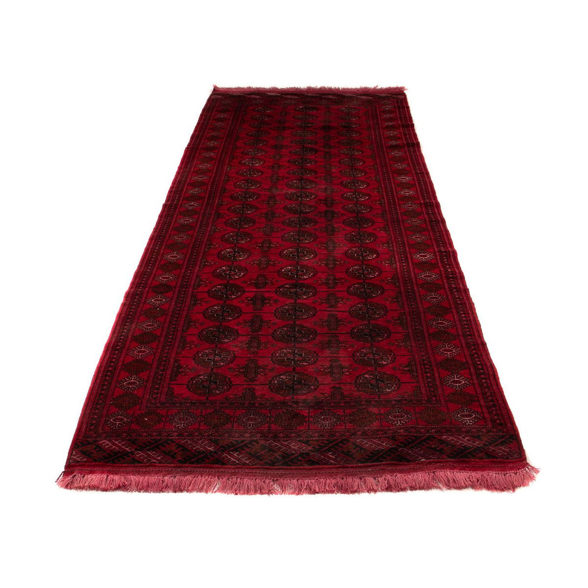 Runner Afghan Rug - Bukhara - 280 x 106 cm - dark red