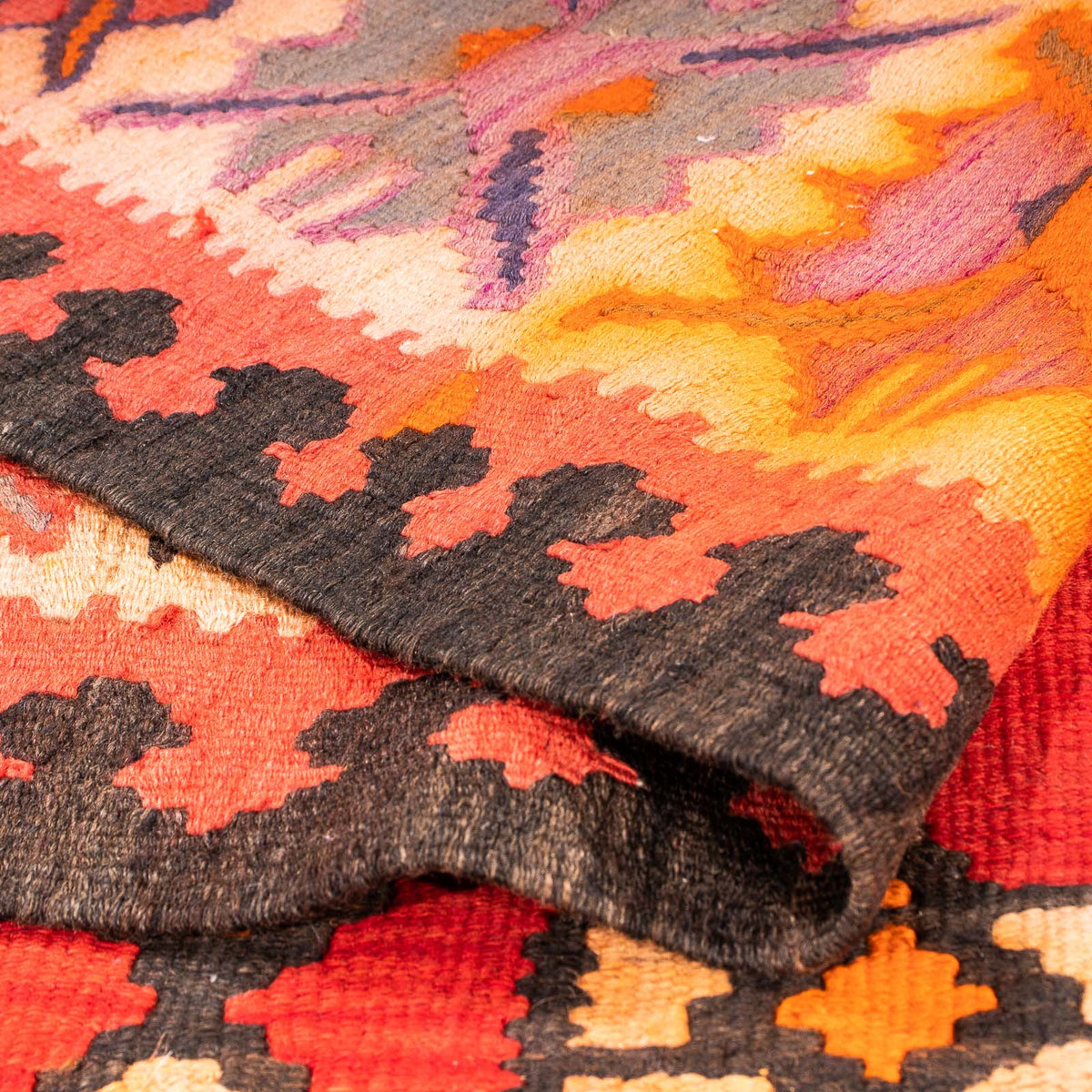 Runner Kelim Rug - Old - 380 x 150 cm - multicolored