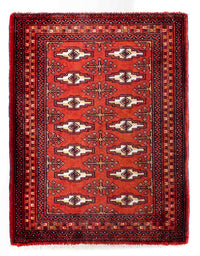 Turkaman Rug - 88 x 67 cm - dark red