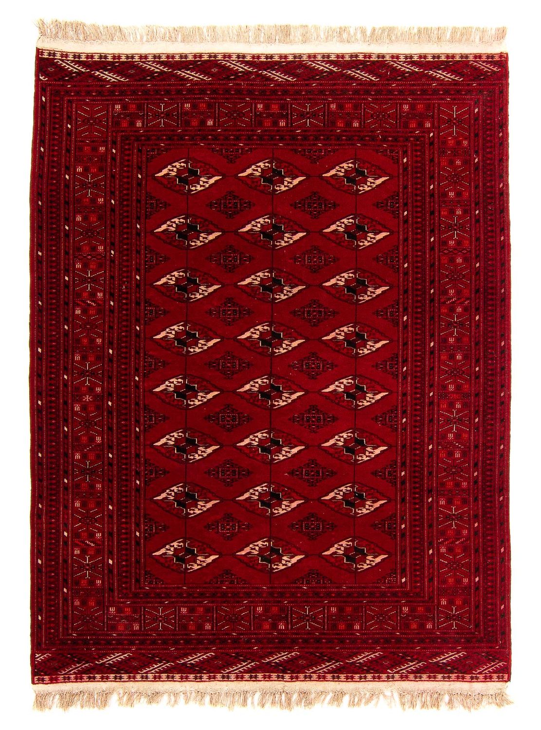Turkaman Rug - 190 x 146 cm - dark red