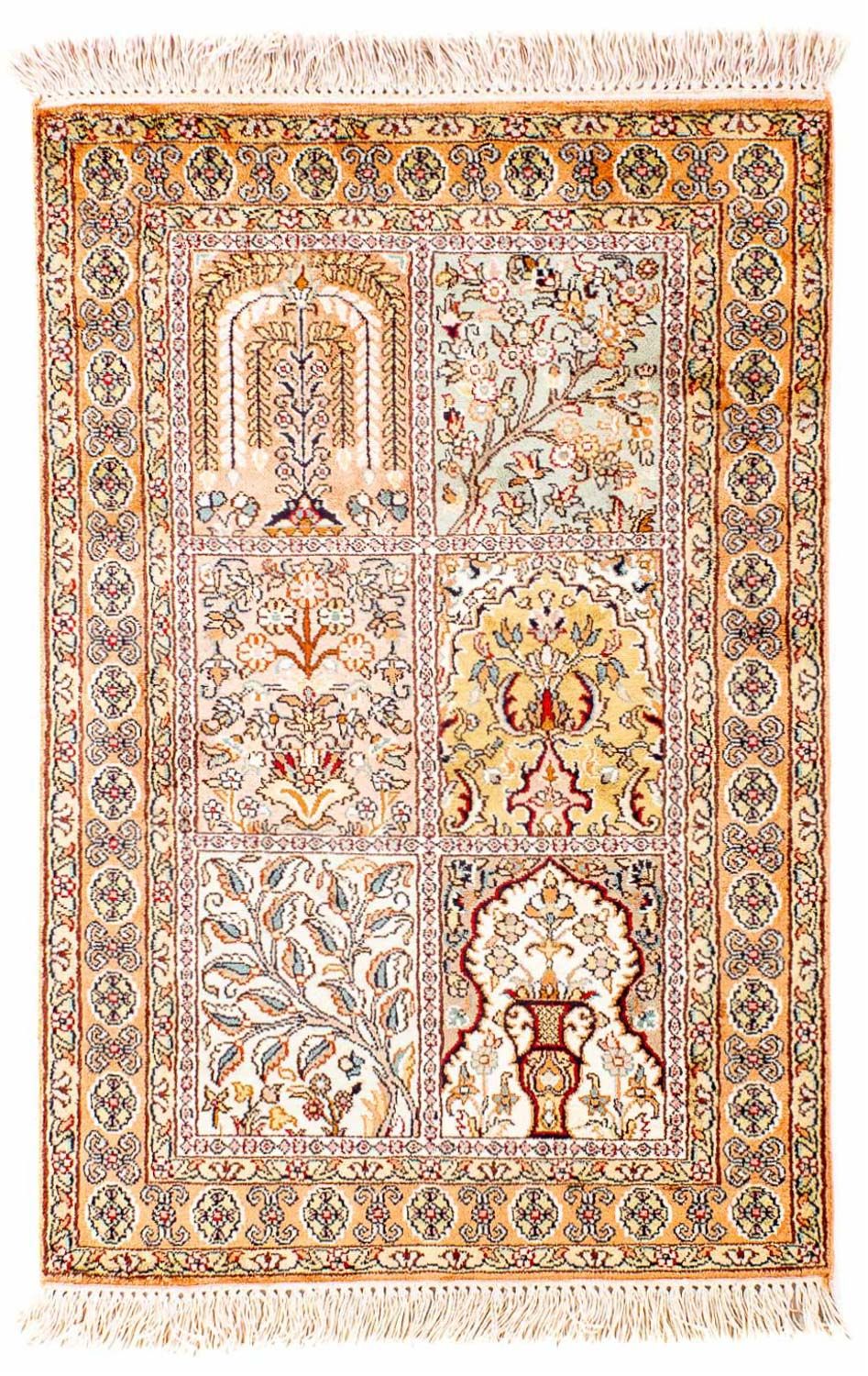 Silk Rug - Kashmir Silk - 98 x 60 cm - beige