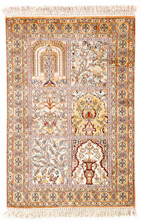 Silk Rug - Kashmir Silk - 98 x 60 cm - beige