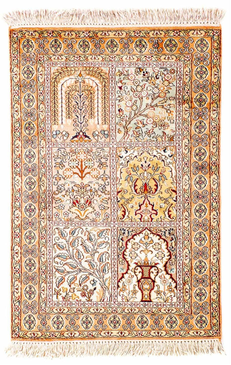 Silk Rug - Kashmir Silk - 98 x 60 cm - beige