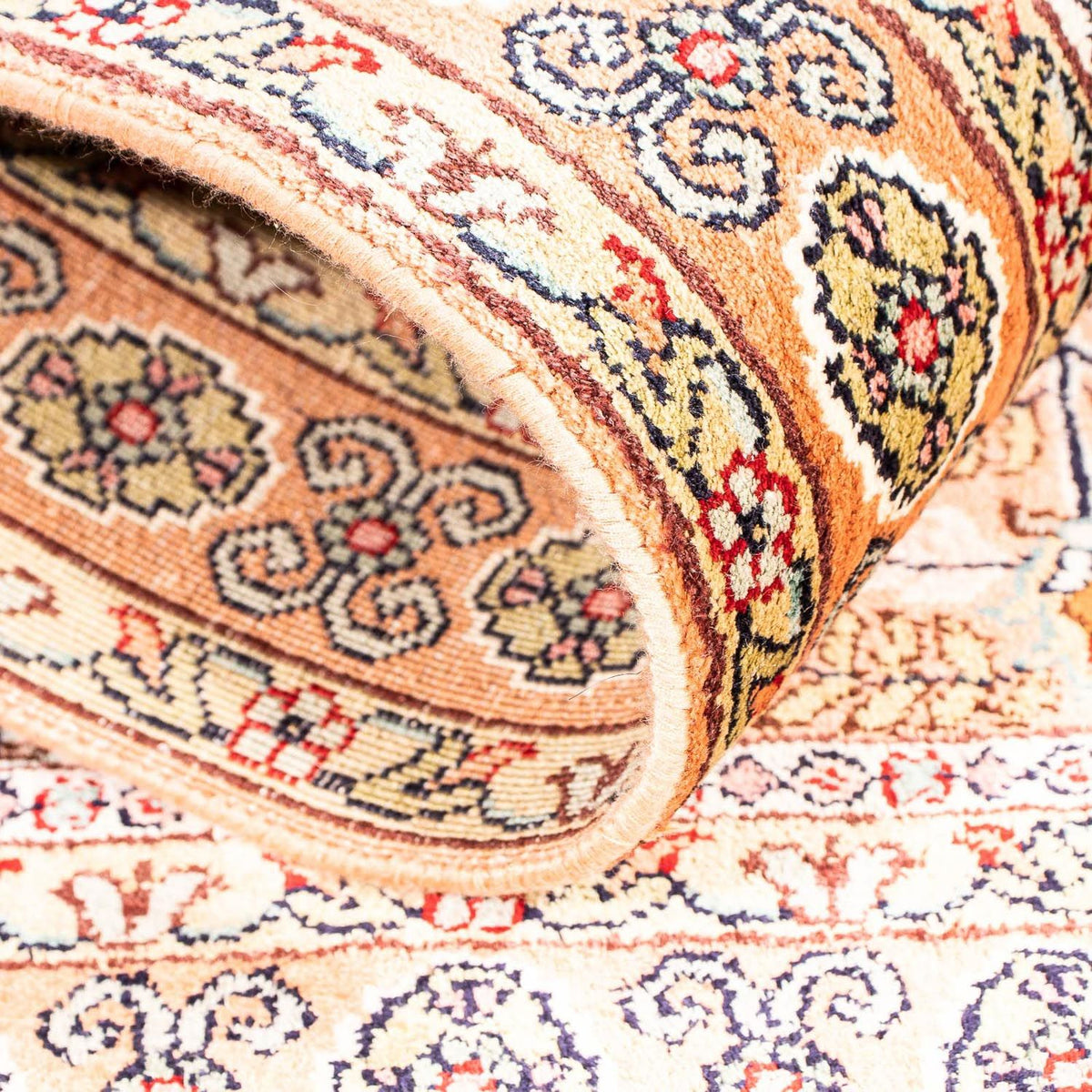 Silk Rug - Kashmir Silk - 98 x 60 cm - beige