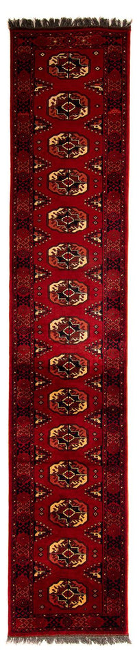 Runner Afghan Rug - 356 x 82 cm - dark red