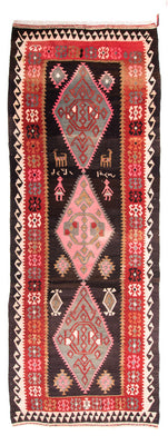 Runner Kelim Rug - Old - 360 x 145 cm - multicolored