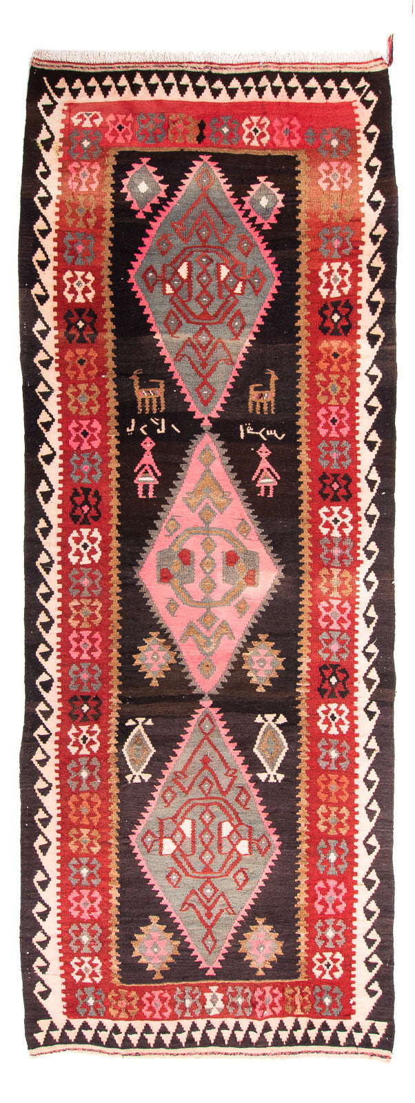 Runner Kelim Rug - Old - 360 x 145 cm - multicolored