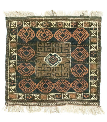 Afghan Rug square  - 66 x 64 cm - blue