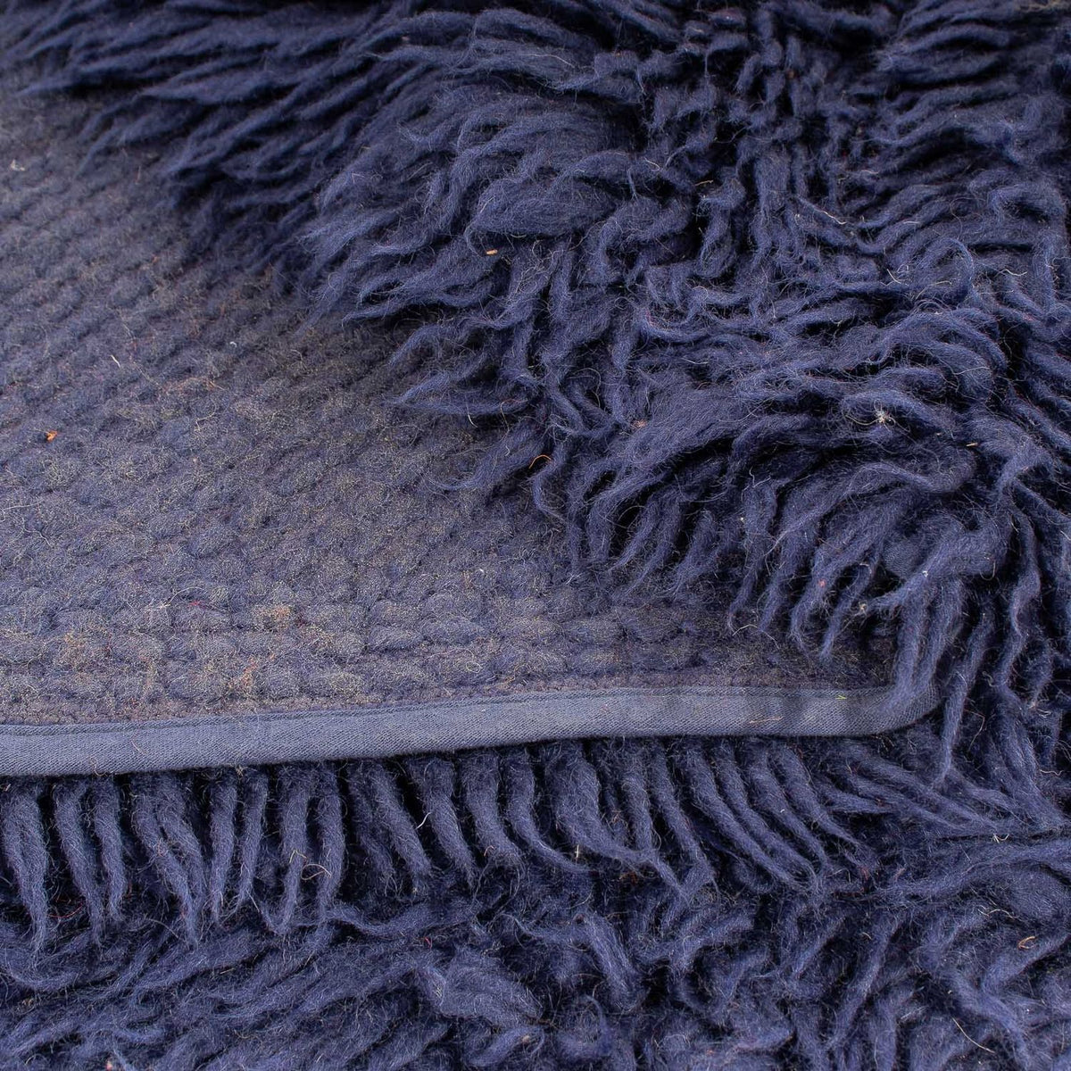 High-Pile Rug round  - 261 x 261 cm - dark blue