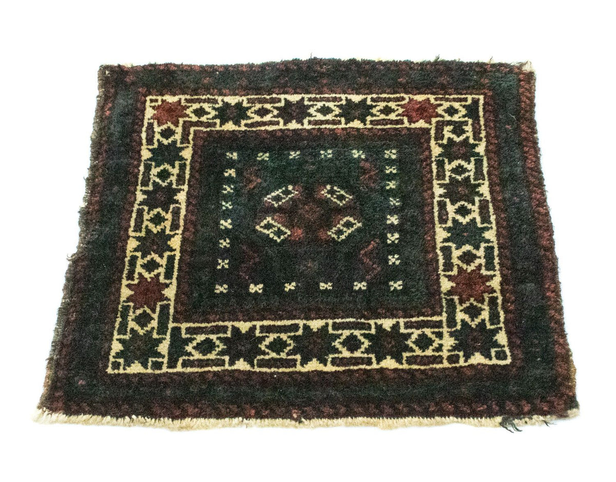 Afghan Rug square  - 35 x 33 cm - blue