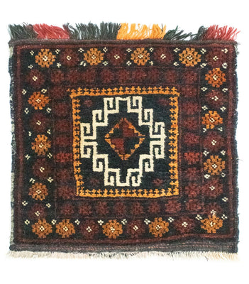 Afghan Rug square  - 45 x 42 cm - blue