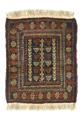 Afghan Rug square  - 70 x 57 cm - blue