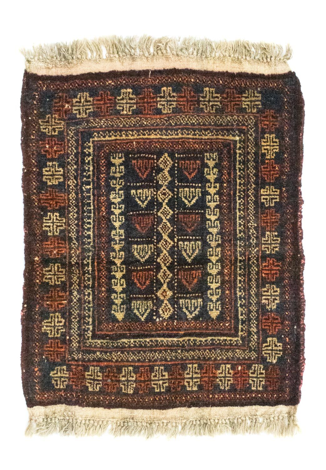 Afghan Rug square  - 70 x 57 cm - blue