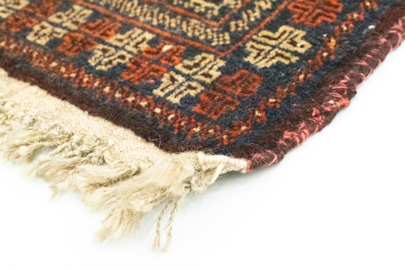 Afghan Rug square  - 70 x 57 cm - blue