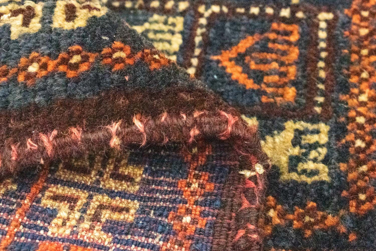 Afghan Rug square  - 70 x 57 cm - blue