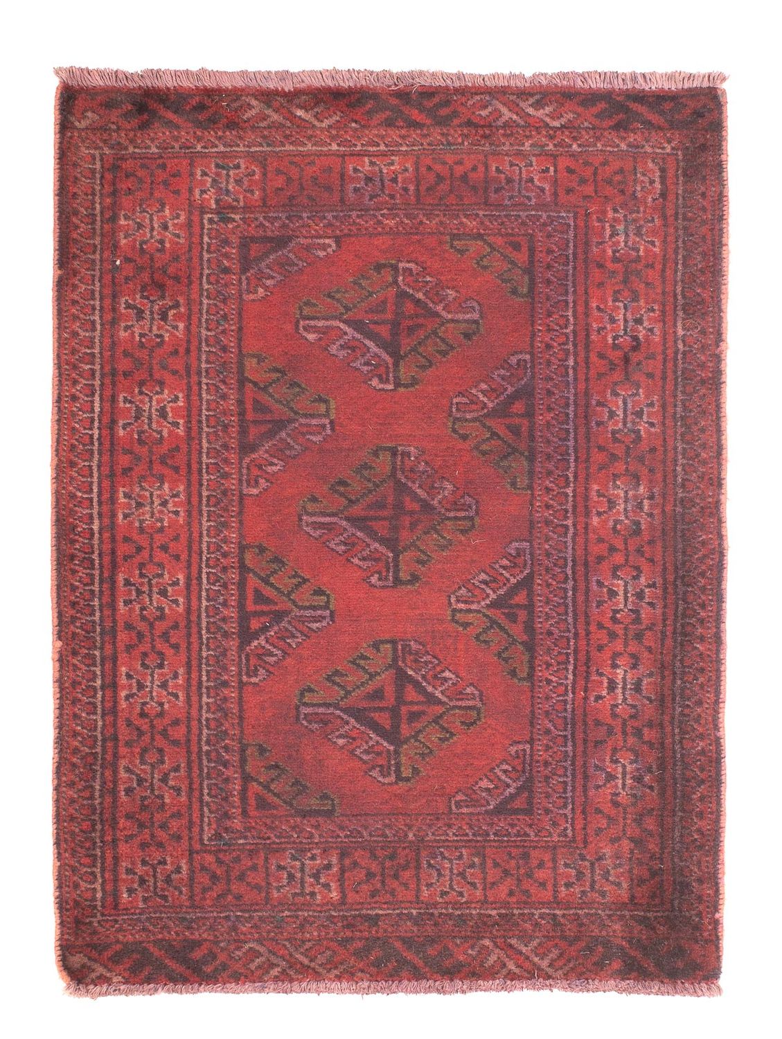 Turkaman Rug - 84 x 66 cm - dark red