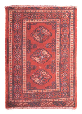 Turkaman Rug - 86 x 57 cm - dark red