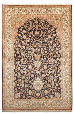 Silk Rug - Kashmir Silk - 190 x 127 cm - dark blue