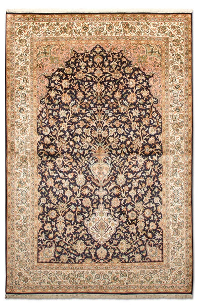 Kashmir Silk Rug 127x190cm - Oriental Rug - dark blue