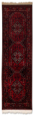 Runner Afghan Rug - Kunduz - 286 x 81 cm - red