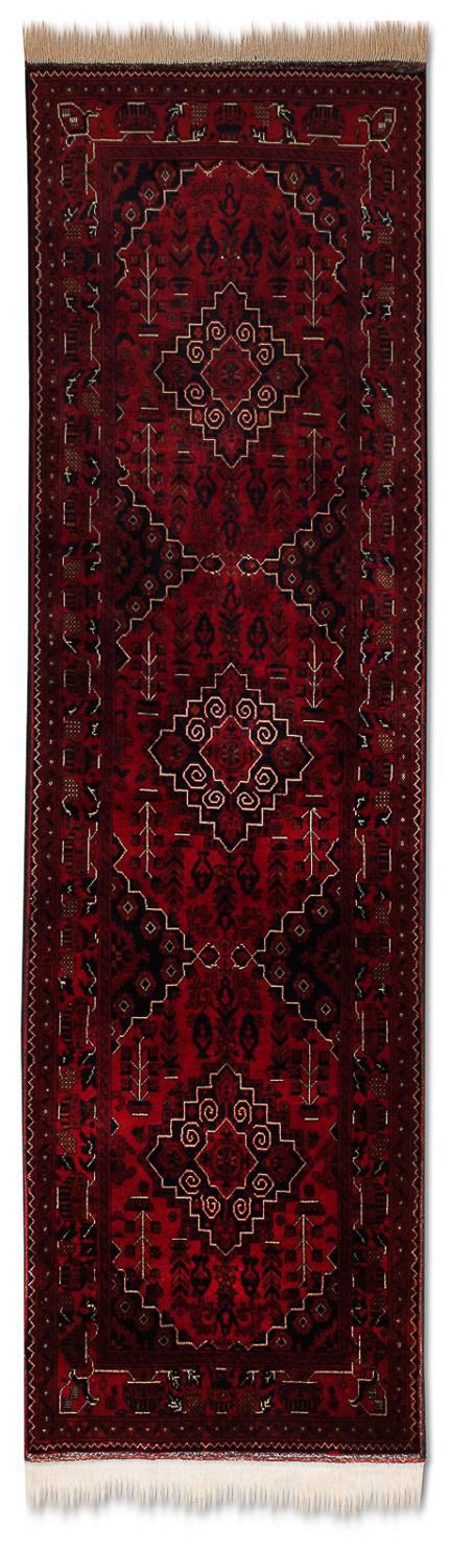 Runner Afghan Rug - Kunduz - 286 x 81 cm - red