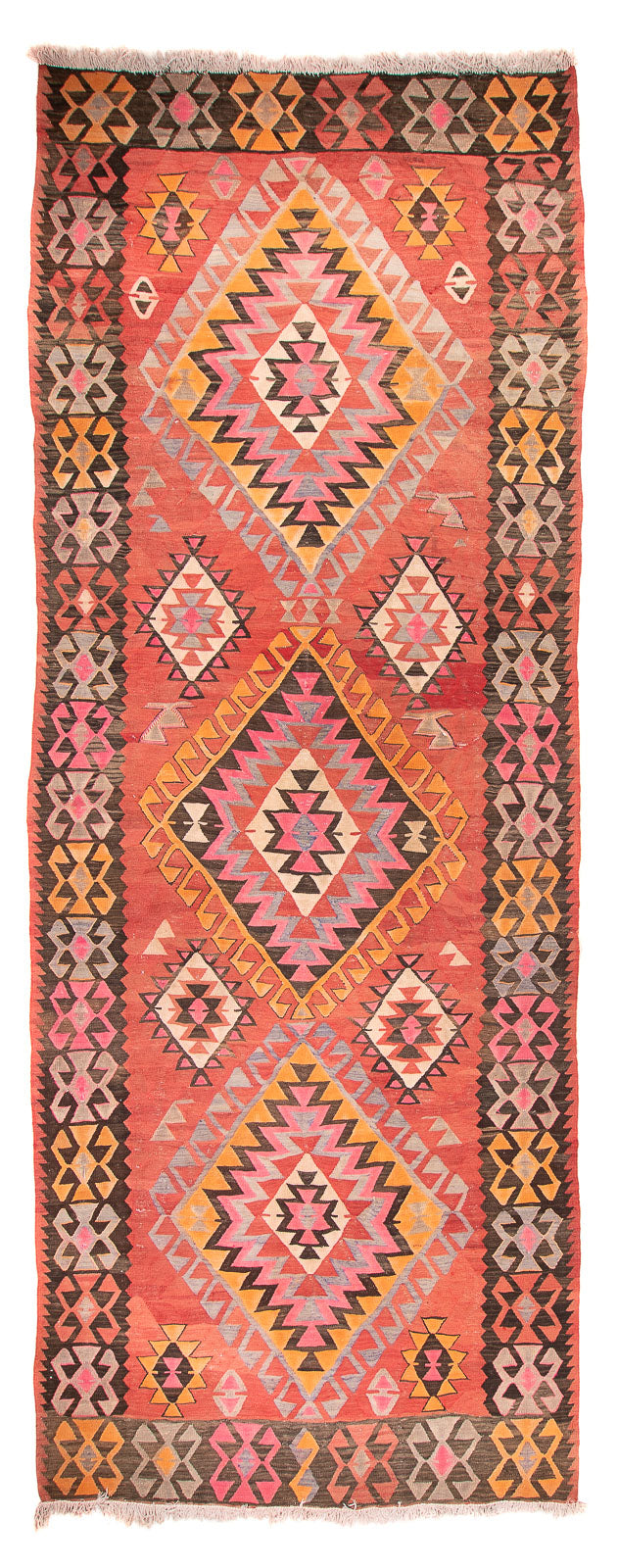 Runner Kelim Rug - Old - 425 x 165 cm - light red
