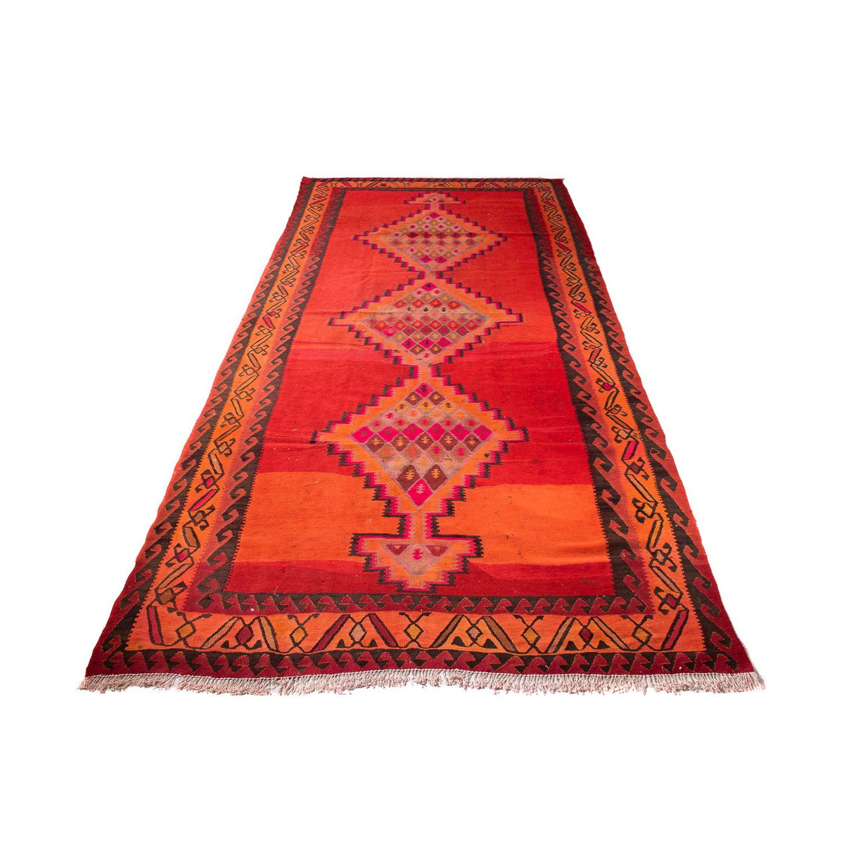 Runner Kelim Rug - Old - 380 x 180 cm - multicolored