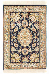 Silk Rug - Kashmir Silk - 98 x 63 cm - blue