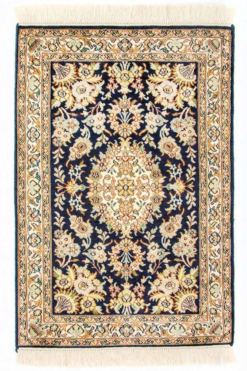 Silk Rug - Kashmir Silk - 98 x 63 cm - blue