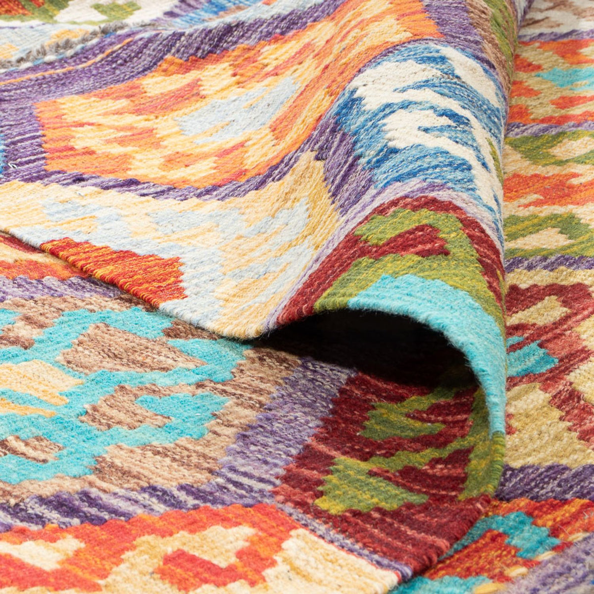 Kelim Rug - Splash square  - 201 x 189 cm - multicolored