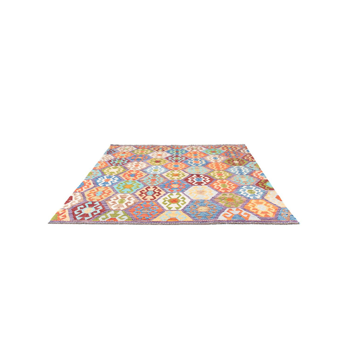 Kelim Rug - Splash square  - 201 x 189 cm - multicolored