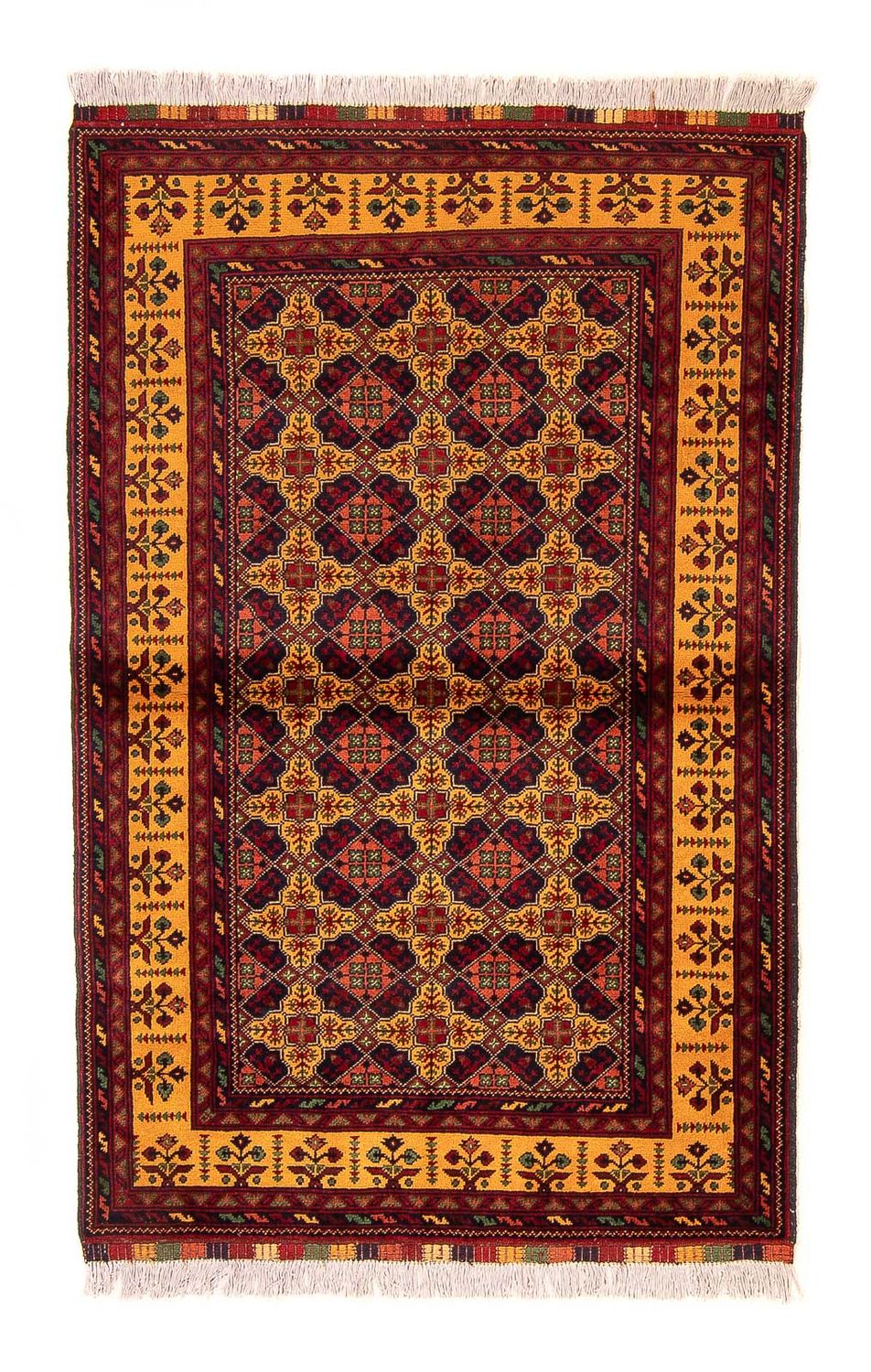 Runner Afghan Rug - Bukhara - 208 x 90 cm - multicolored