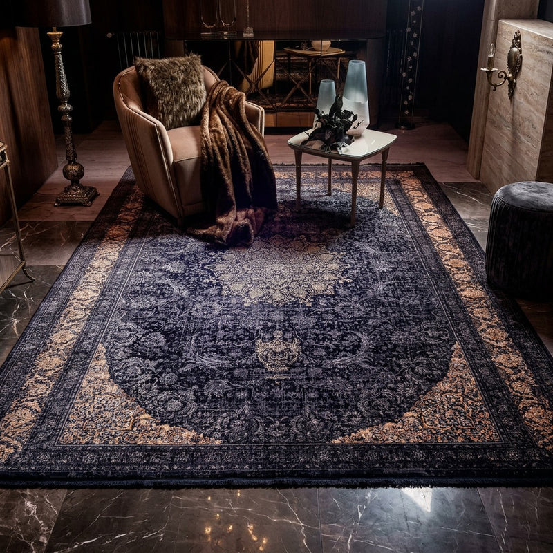 Oriental Woven Rug Golden Glam