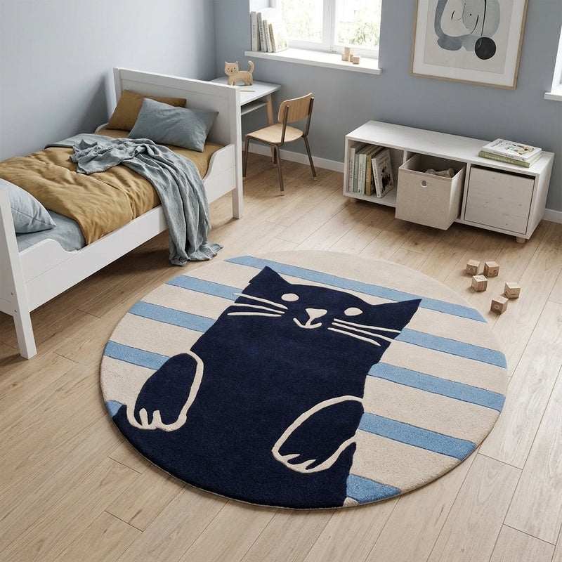 Cat Kids Rug Round