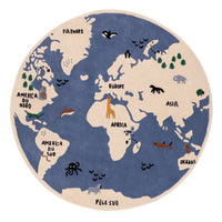 World Map Kids Rug Round – product image