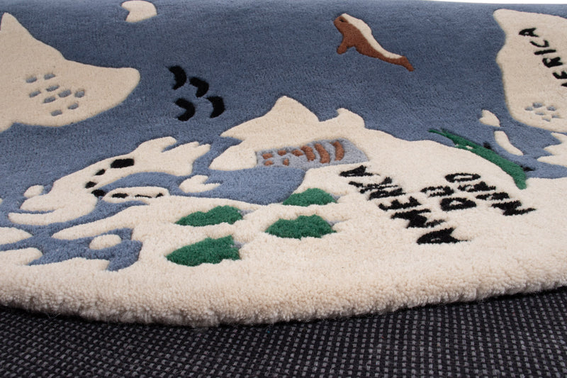 World Map Kids Rug Round