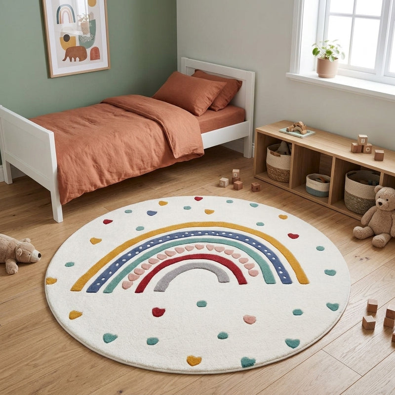 Rainbow Kids Rug Round