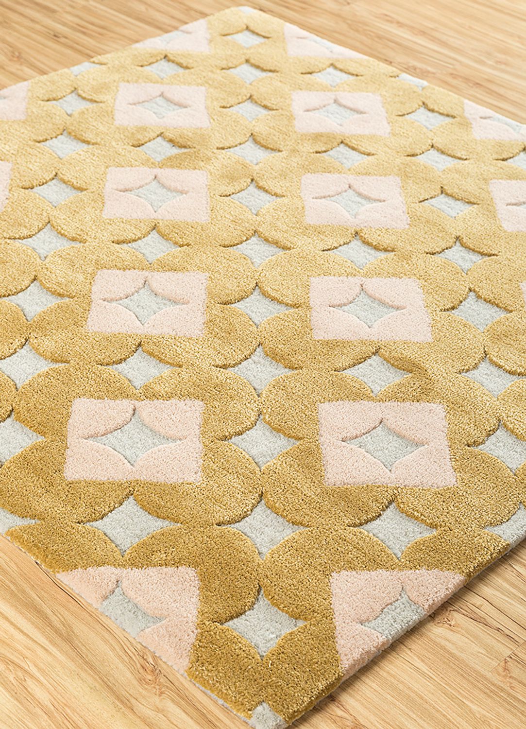 Wool Rug square  - 180 x 180 cm - gold