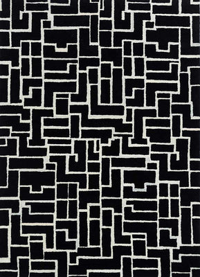 Wool Rug - 270 x 180 cm - black and white