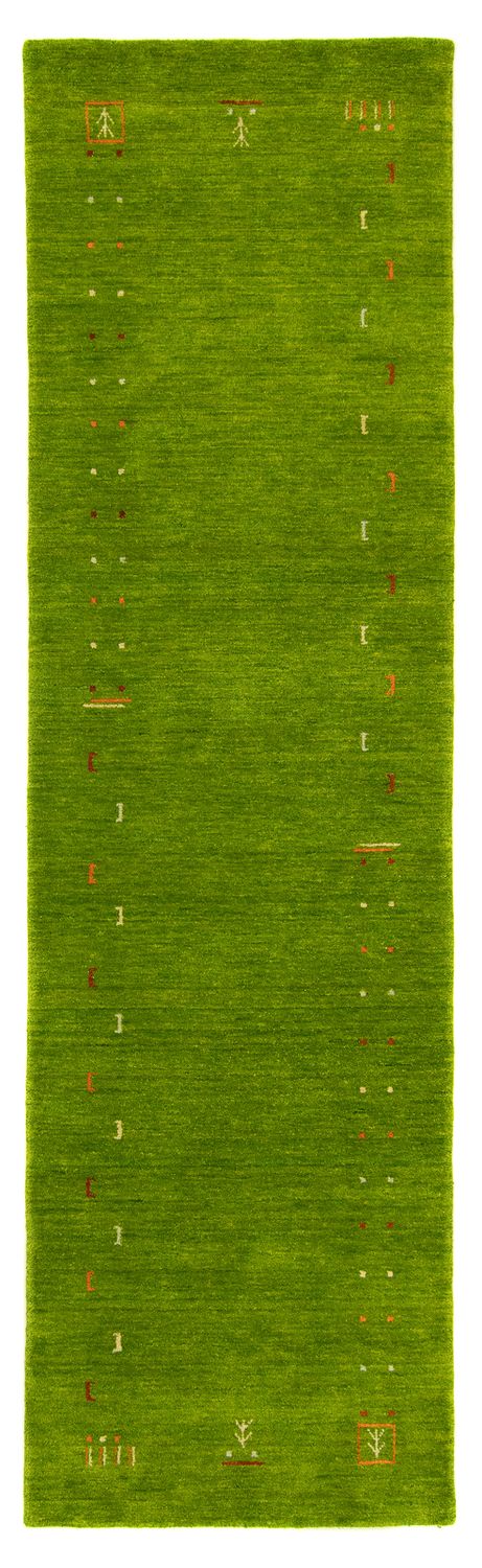 Runner Gabbeh Rug - Indus - 400 x 80 cm - green